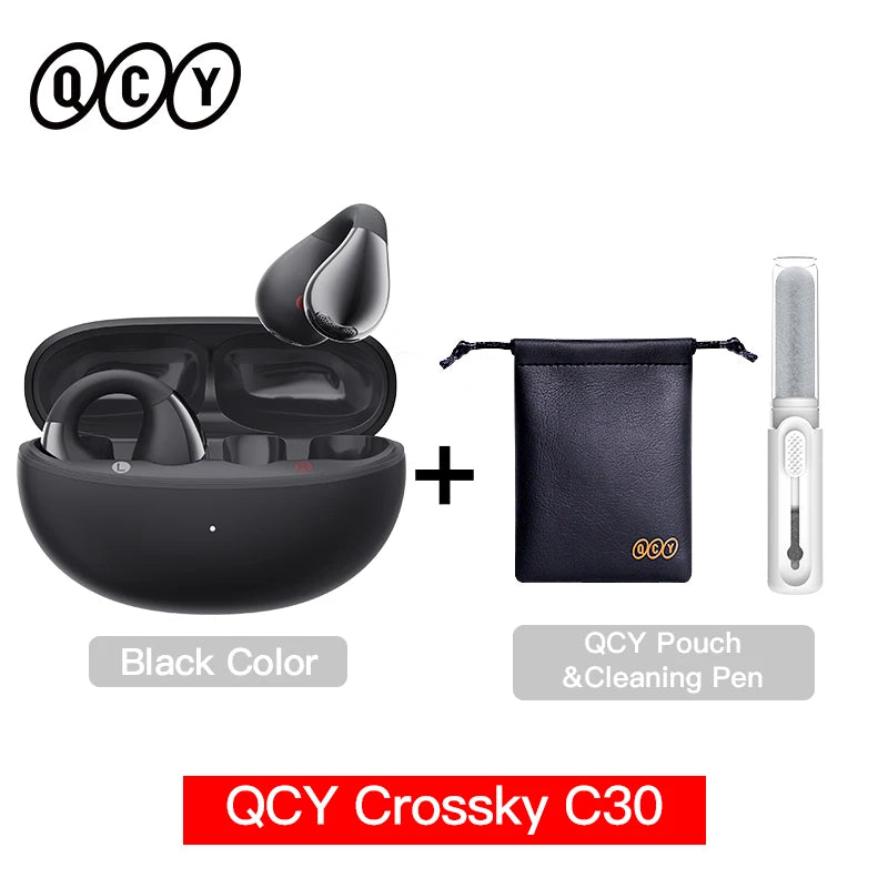 Qcy crossky c30 clipe de orelha fones de ouvido bluetooth 5.4 sem fio aberto esportes tws fones de ouvido de conexão dupla