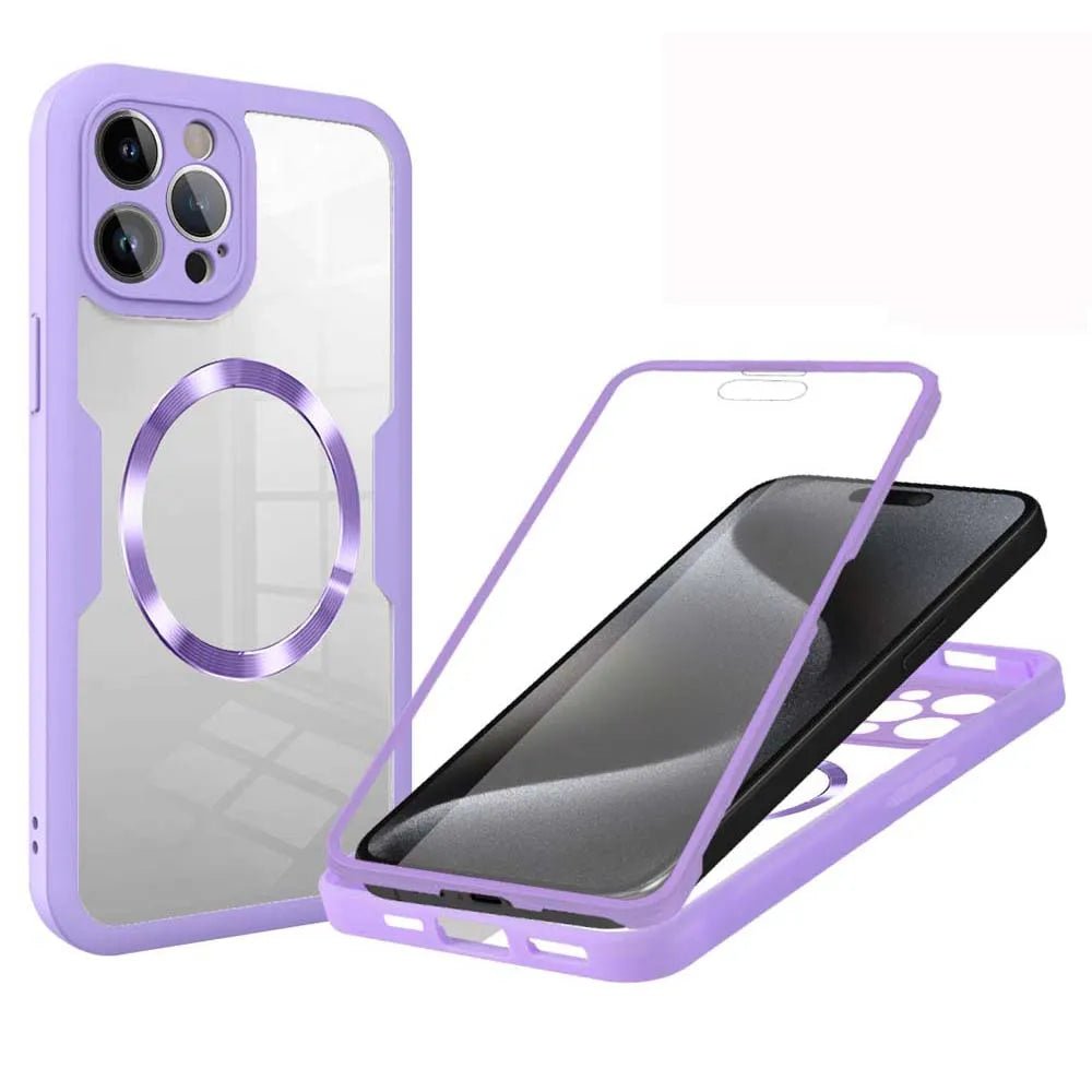 Capa 360° Transparente Magnética Samsung Galaxy S24 S23 S22 - Proteção Ecrã Suporte Carro