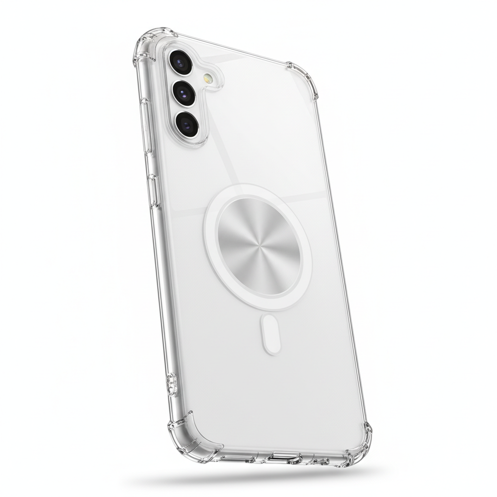 Capa transparente MagSafe para Samsung Galaxy S24 S23 S22 S21 com carregamento sem fio