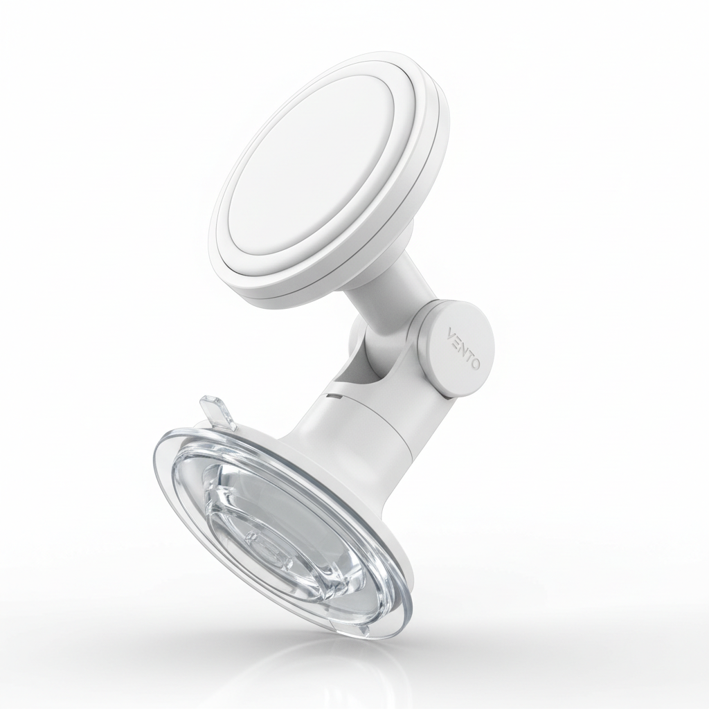 Suporte Carro Vácuo Magnético Reutilizável Branco - Universal iPhone 12-17 Samsung Galaxy Pixel