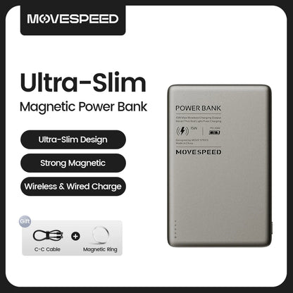 Movespeed s05 banco de potência magnético 5000mah bateria externa sem fio fina para magsafe powerbank para iphone 16 15 14 13 samsung 24
