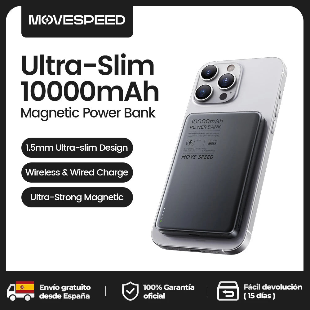 Movespeed s10 10000mah banco de potência magnético carga rápida portátil bateria externa mini powerbank sem fio para iphone 16 samsung