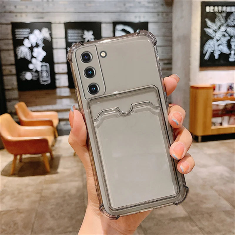 Capa Carteira Transparente Samsung Galaxy A56 A55 A36 A35 A26 A25 A16 A15 - Proteção Premium com Porta-Cartões