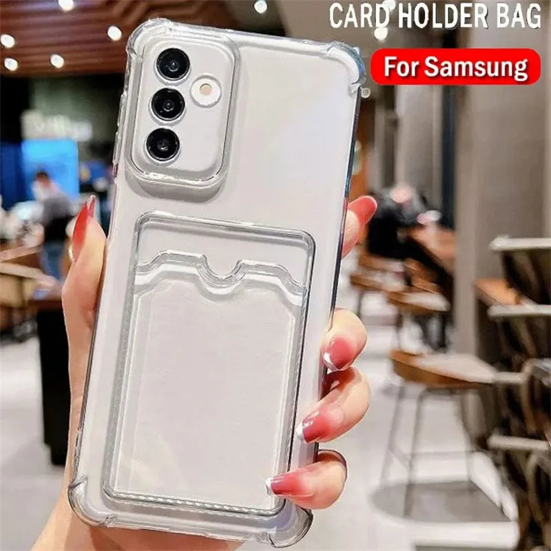 Capa Carteira Transparente Samsung Galaxy A56 A55 A36 A35 A26 A25 A16 A15 - Proteção Premium com Porta-Cartões