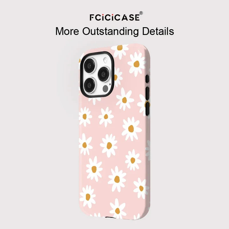 Capa Magnética Flor 2 em 1 iPhone 16 15 14 13 12 11 Pro Max - Anti-Choque Premium