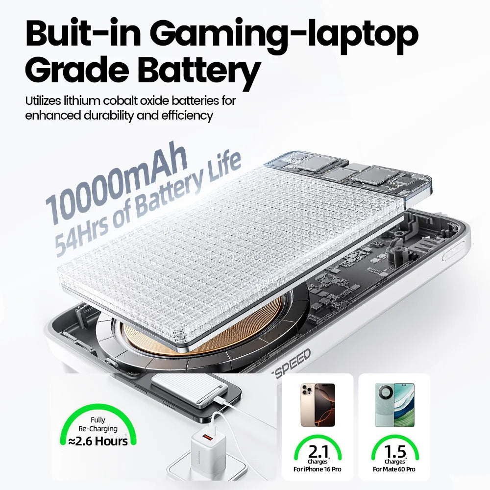 Movespeed P03 Qi2 10000mAh Magnetic Power Bank - 30W Wired, 15W Wireless, MagSafe for iPhone