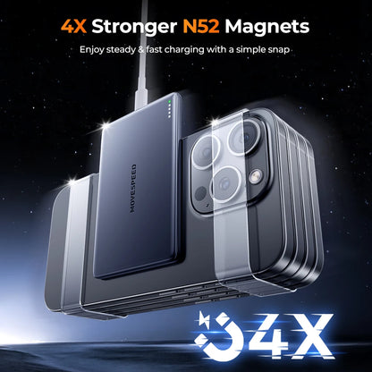 Power Bank Magnético Movespeed S05 5000mAh - Carregamento Sem Fios 20W PD Mini Portátil iPhone