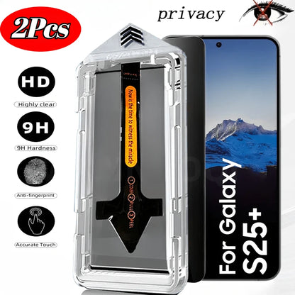 2 pçs instalação de um clique vidro temperado para samsung galaxy s25 s24 s23 ultra s21 s23 plus s24 fe protetor de tela sem bolhas