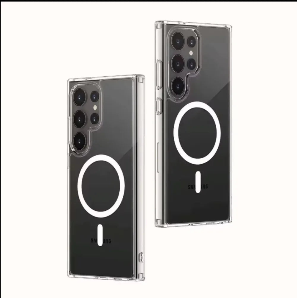Transparente MagSafe Magnethülle für Samsung Galaxy S24, S23, S22, S21 Ultra – Kabelloses Laden