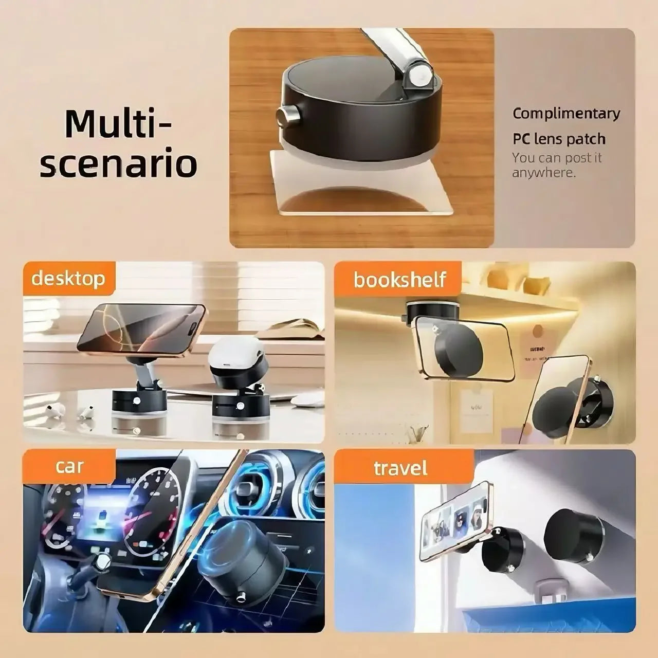 Suporte Carro Vácuo Magnético Reutilizável - Universal iPhone 12-17 Samsung Galaxy Pixel