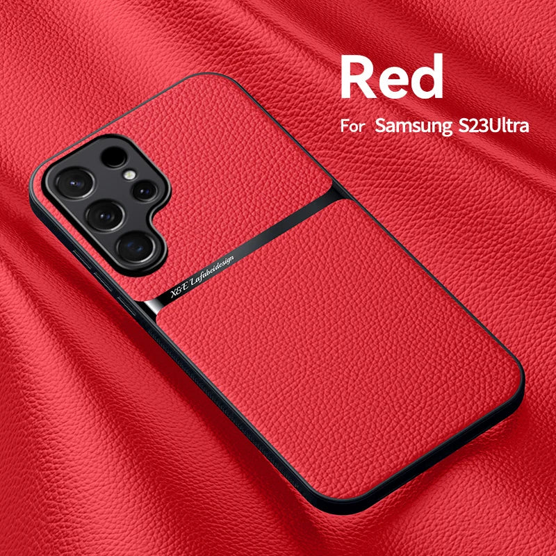 Capa Magnética Premium Samsung Galaxy S23 S22 S21 Ultra - Couro Sintético Anti-Choque