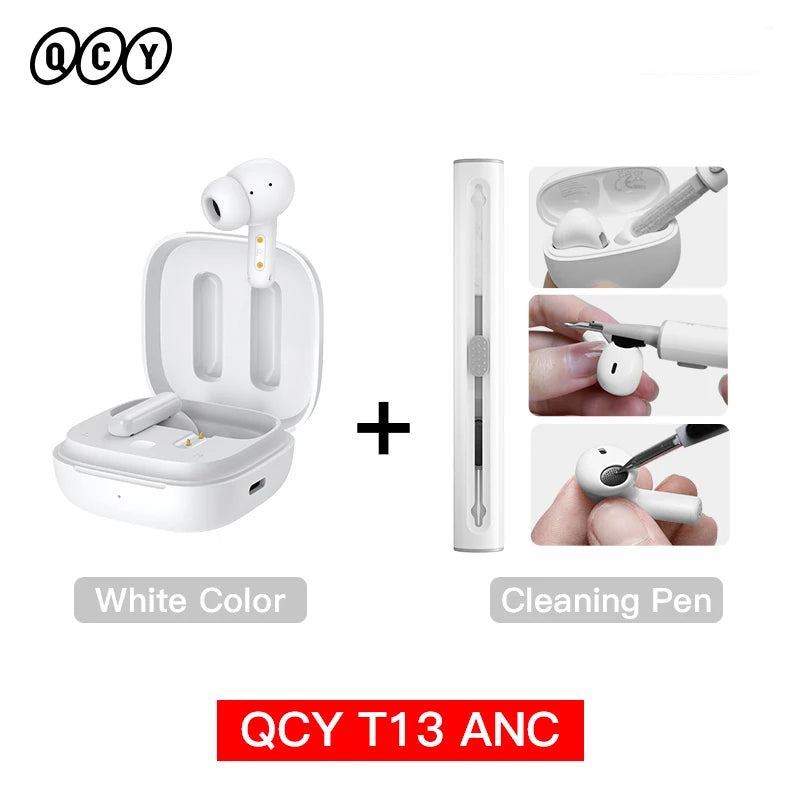 QCY T13 ANC TWS Bluetooth 5.3 - Cancelamento Ruído 4 Microfones ENC 30h