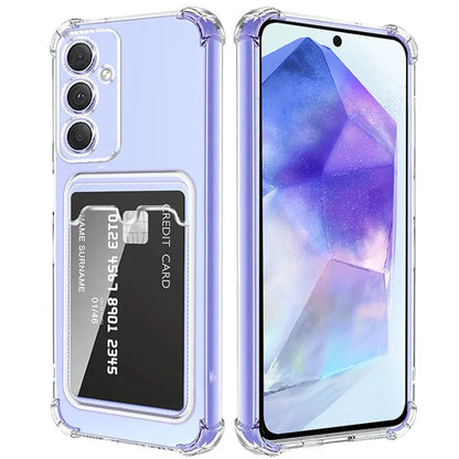 Capa Carteira Transparente Samsung Galaxy A56 A55 A36 A35 A26 A25 A16 A15 - Proteção Premium com Porta-Cartões