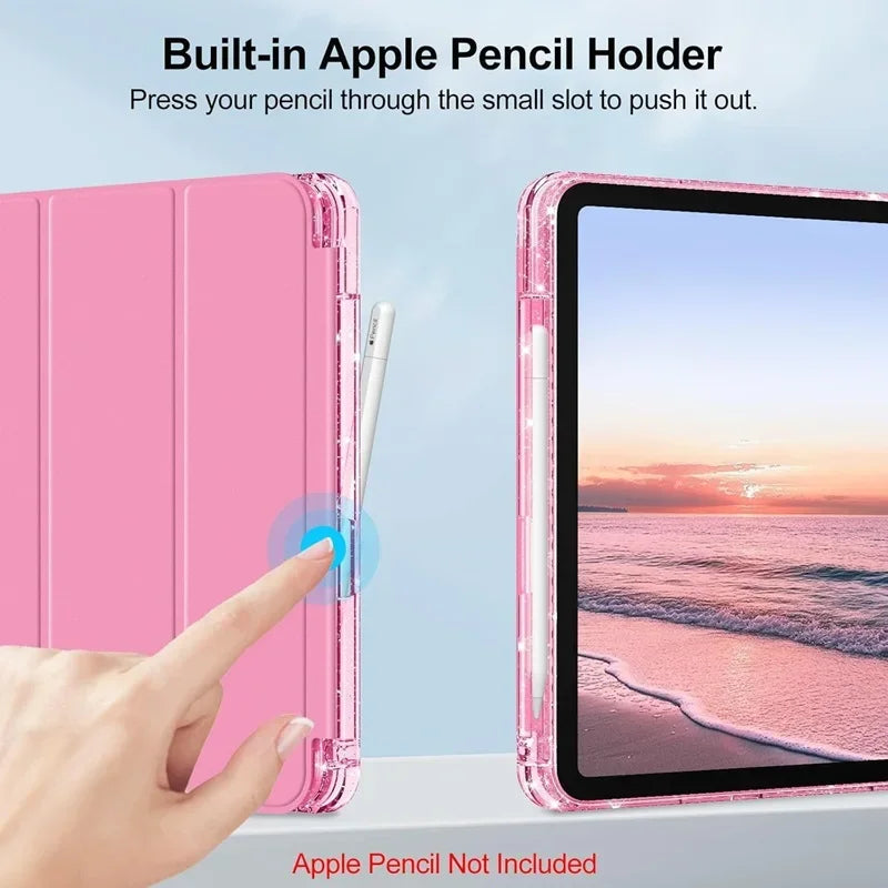 Capa iPad A16 Air Pro 11 10.9 10.2 9.7 - Suporte Apple Pencil Smart Cover Premium
