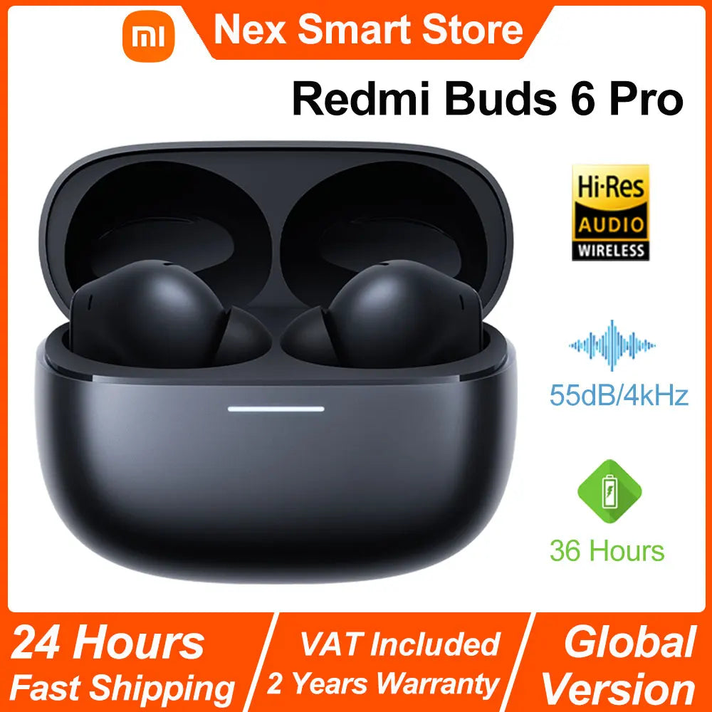 Xiaomi Redmi Buds 6 Pro TWS - Cancelamento Ruído 55dB LDAC Bluetooth 5.3