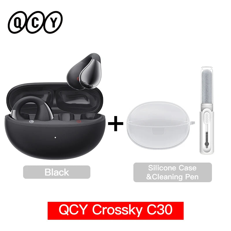 Qcy crossky c30 clipe de orelha fones de ouvido bluetooth 5.4 sem fio aberto esportes tws fones de ouvido de conexão dupla