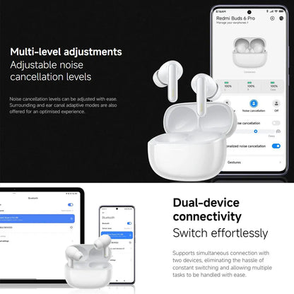 Xiaomi Redmi Buds 6 Pro Bluetooth 5.3 - ANC 55dB Áudio Hi-Res LDAC TWS