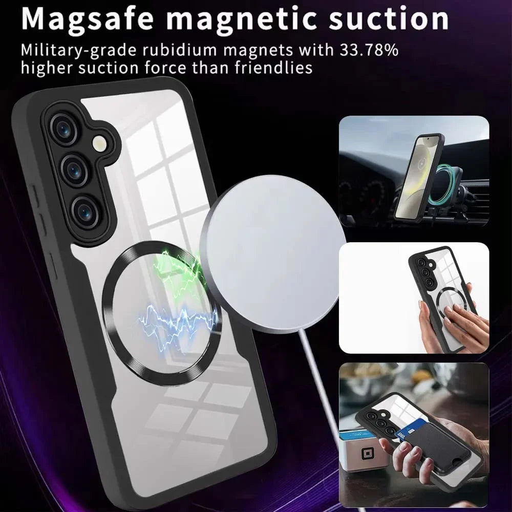 360° transparente Magnethülle für Samsung Galaxy S24, S23 und S22 – Displayschutz und Autohalterung