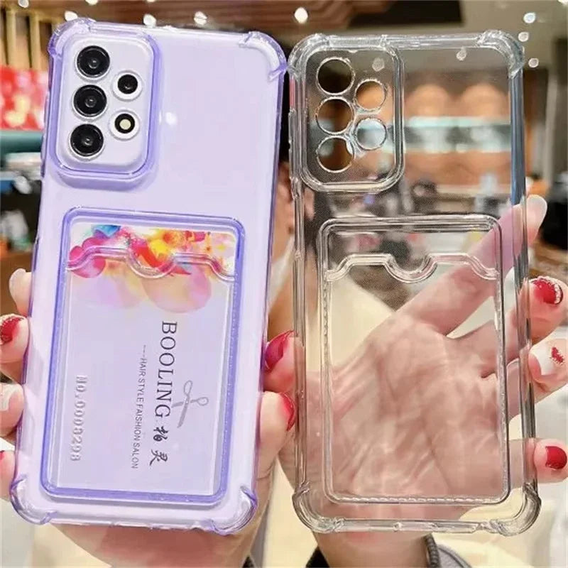 Capa Carteira Transparente Samsung Galaxy A56 A55 A36 A35 A26 A25 A16 A15 - Proteção Premium com Porta-Cartões