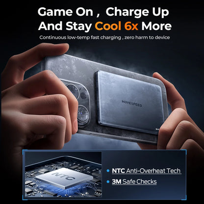 Power Bank Magnético Movespeed S05 5000mAh - Carregamento Sem Fios 20W PD Mini Portátil iPhone
