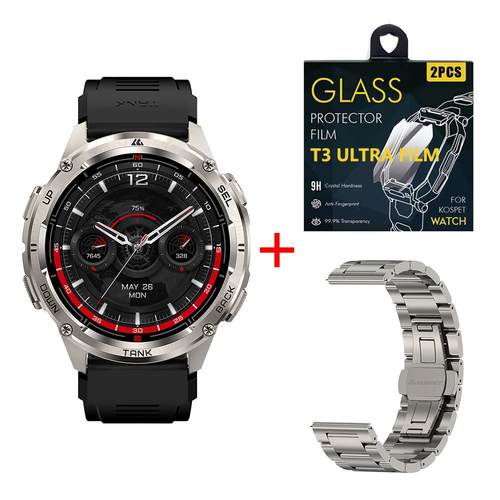 Kospet Tank T3 Ultra 2 Military Smartwatch GPS AMOLED 1.43" - Stainless Steel 5ATM IP69K 470mAh MIL-STD-810H
