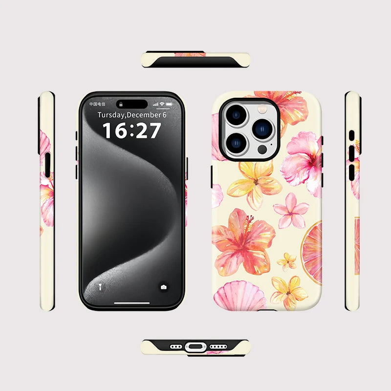Capa MagSafe Padrão Flores iPhone 16 15 14 13 12 11 Pro Max - 2 em 1 Magnética Luxo Floral