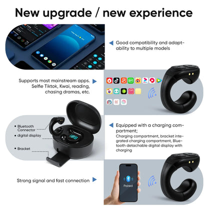 Anel Controlo Remoto Bluetooth 60h - Obturador Câmera Page Turner Portátil Dedo Universal