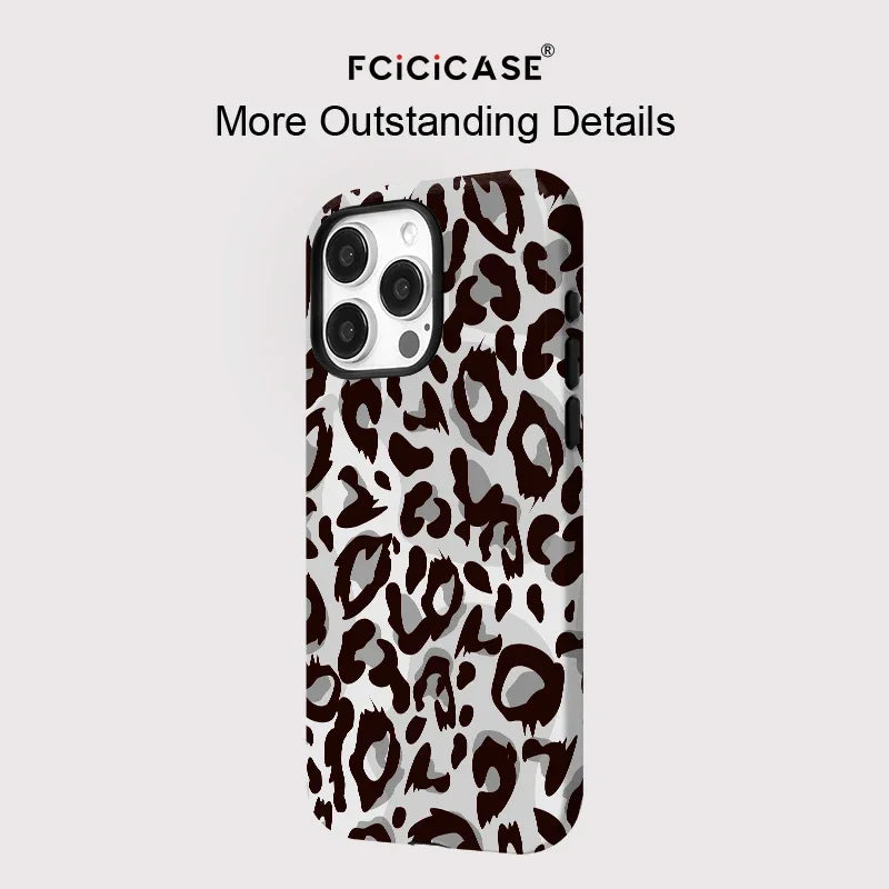 Capa MagSafe Tigre Leopardo iPhone 16 15 14 13 12 11 Pro Max - 2 em 1 Magnética Carregamento Sem Fios