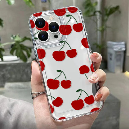 Korean Cherry Red Case for Samsung Galaxy A55 A56 A54 S25 S24 S23 - Premium Kawaii Design
