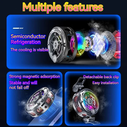 Cooler Gaming K20 Semicondutor Magnético - Display Digital RGB Ventilador Portátil Universal