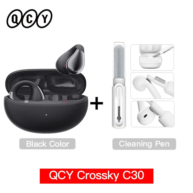 Qcy crossky c30 clipe de orelha fones de ouvido bluetooth 5.4 sem fio aberto esportes tws fones de ouvido de conexão dupla