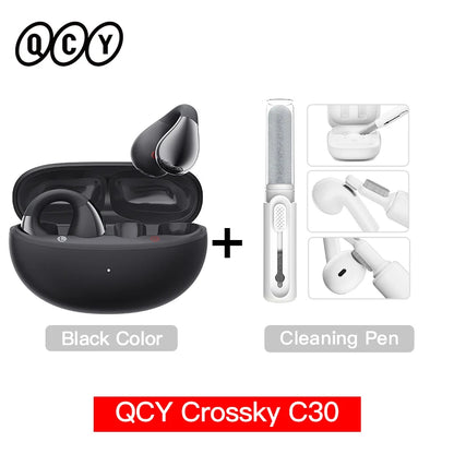 Qcy crossky c30 clipe de orelha fones de ouvido bluetooth 5.4 sem fio aberto esportes tws fones de ouvido de conexão dupla