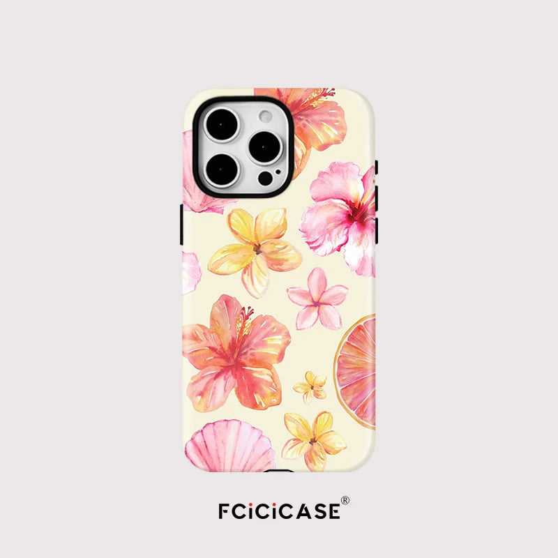 Capa MagSafe Padrão Flores iPhone 16 15 14 13 12 11 Pro Max - 2 em 1 Magnética Luxo Floral
