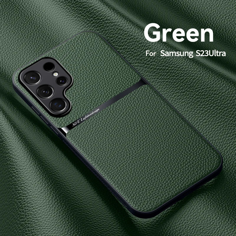 Capa Magnética Premium Samsung Galaxy S23 S22 S21 Ultra - Couro Sintético Anti-Choque