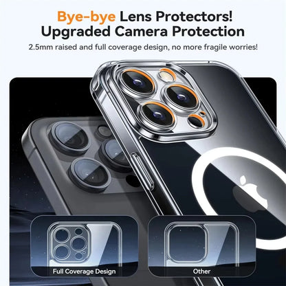 Clear MagSafe Case for iPhone 16, 15, 14, 13, 12, 11 Pro Max - Magnetic Camera Protection