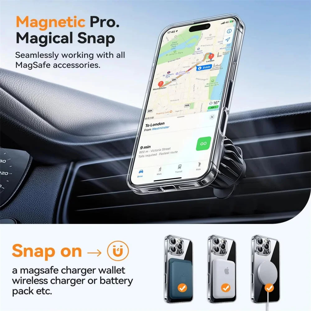 Clear MagSafe Case for iPhone 16, 15, 14, 13, 12, 11 Pro Max - Magnetic Camera Protection