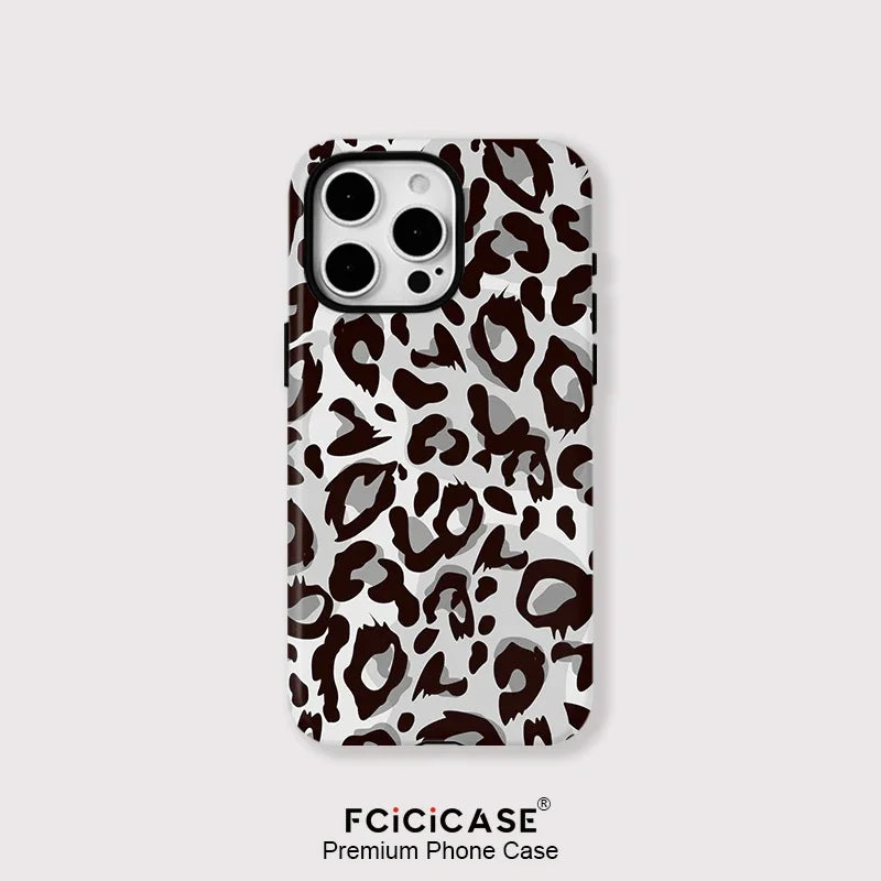Capa MagSafe Tigre Leopardo iPhone 16 15 14 13 12 11 Pro Max - 2 em 1 Magnética Carregamento Sem Fios