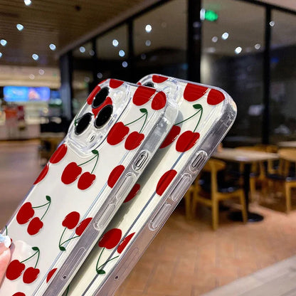 Korean Cherry Red Case for Samsung Galaxy A55 A56 A54 S25 S24 S23 - Premium Kawaii Design