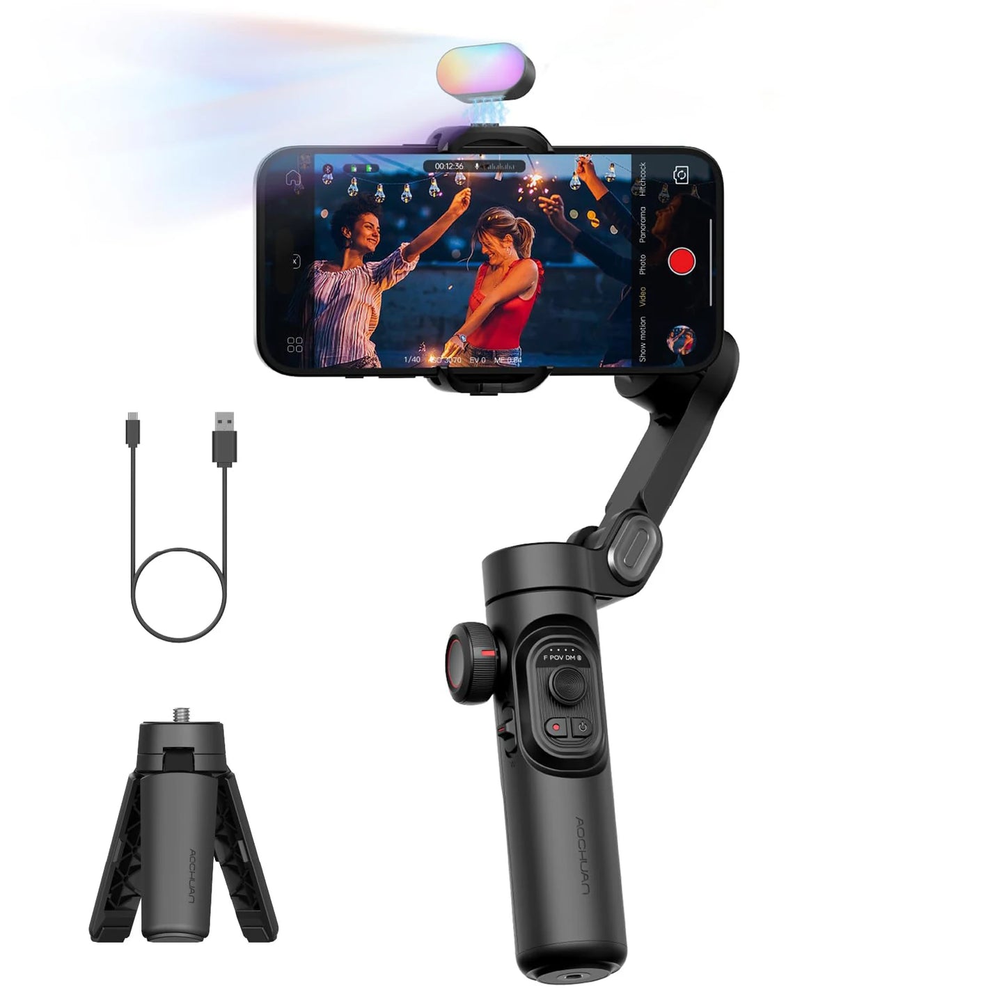 AOCHUAN Smart XE Gimbal 3 Eixos Smartphone - Face Tracking Vlog Streaming iPhone Android Portátil