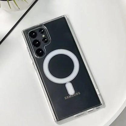 Transparente MagSafe Magnethülle für Samsung Galaxy S24, S23, S22, S21 Ultra – Kabelloses Laden
