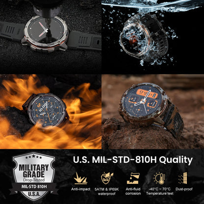 Kospet Tank T3 Ultra 2 Military Smartwatch GPS AMOLED 1.43" - Stainless Steel 5ATM IP69K 470mAh MIL-STD-810H