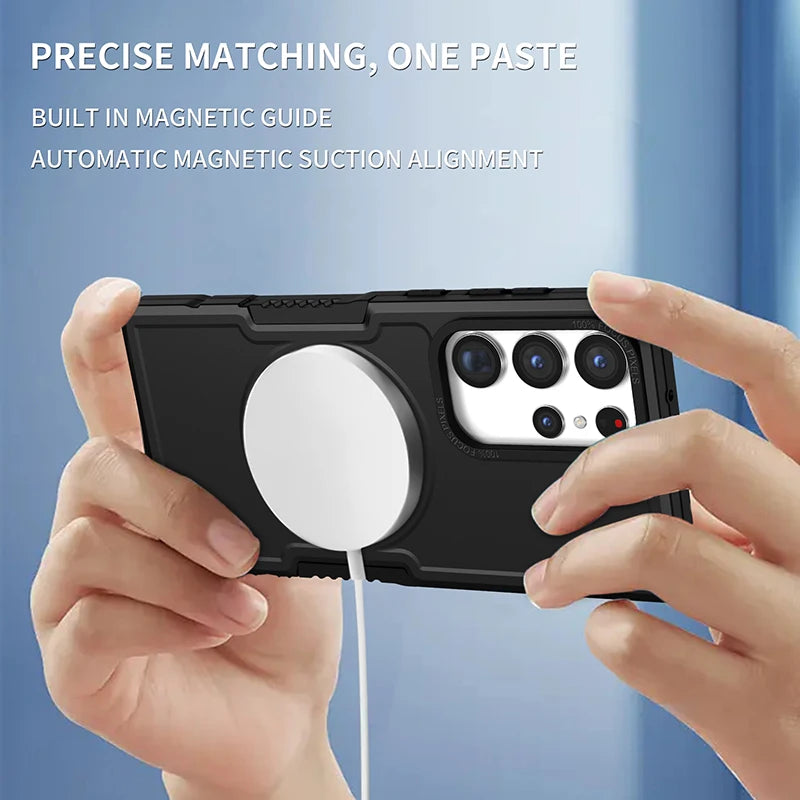 Capa MagSafe Samsung Galaxy S24 S23 S22 S21 Ultra - Carregamento Sem Fios Anti-Choque