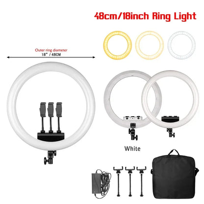 Luz anel SH com suporte para tripé, carga USB, lâmpada LED, regulável, fotografia, estúdio, 18 Polegada, 45cm