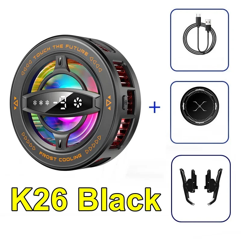 Cooler Gaming K20 Semicondutor Magnético - Display Digital RGB Ventilador Portátil Universal