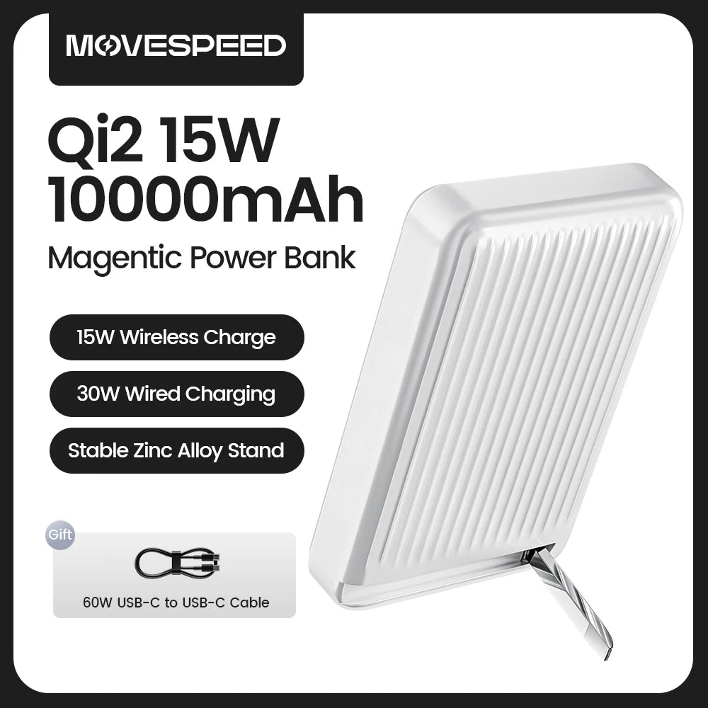 Movespeed P03 Qi2 10000mAh Magnetic Power Bank - 30W Wired, 15W Wireless, MagSafe for iPhone
