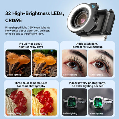 Lente Macro Apexel 10-20x Zoom LED - HD Micro Lentes iPhone Samsung Universal