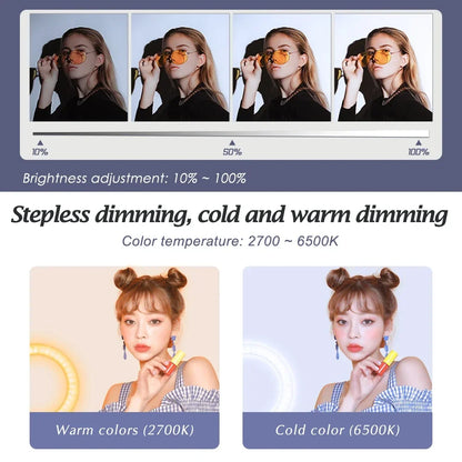 Luz anel SH com suporte para tripé, carga USB, lâmpada LED, regulável, fotografia, estúdio, 18 Polegada, 45cm