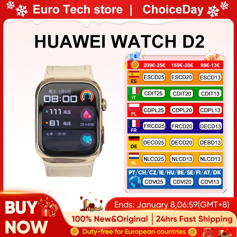 Huawei Watch D2 Smartwatch Health 1.82" AMOLED - ECG Sleep Monitoring Blood Pressure Airbag NFC
