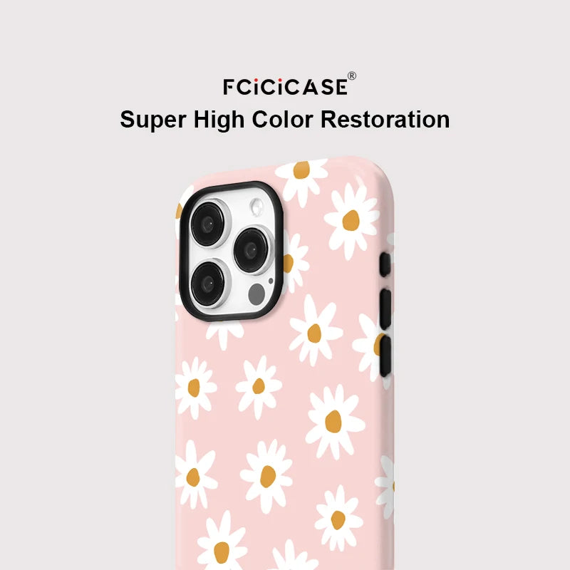 Capa Magnética Flor 2 em 1 iPhone 16 15 14 13 12 11 Pro Max - Anti-Choque Premium