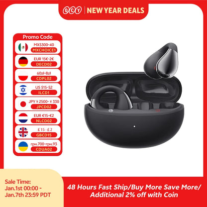 Qcy crossky c30 clipe de orelha fones de ouvido bluetooth 5.4 sem fio aberto esportes tws fones de ouvido de conexão dupla